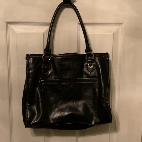 Franco Sarto Glossy Black Tote it Travel Bag - Picture 2 of 4